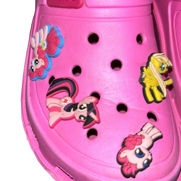 Girls pink crocs my little pony charms kibbutz youth size 2 j2 - Picture 2 of 5